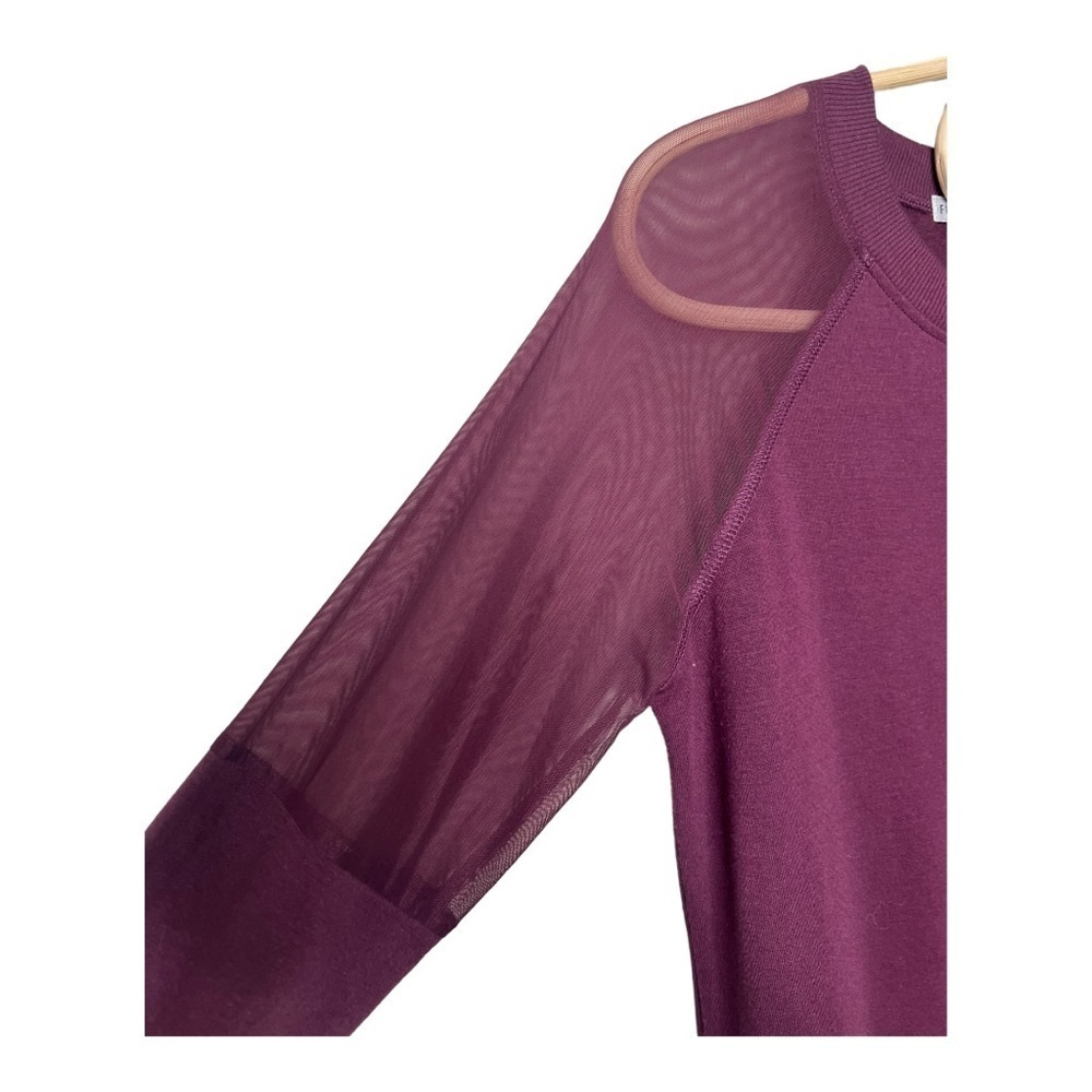 Fitz + Eddie Maroon Sheer Sleeves Shoulder Lightweight Crew Sweatshirt Athletic - Picture 5 of 13
